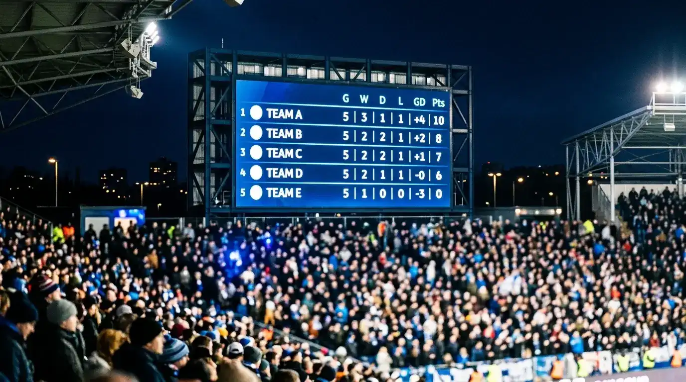 Telebim na stadionie z tabelą grupową podczas Mundialu 2026
