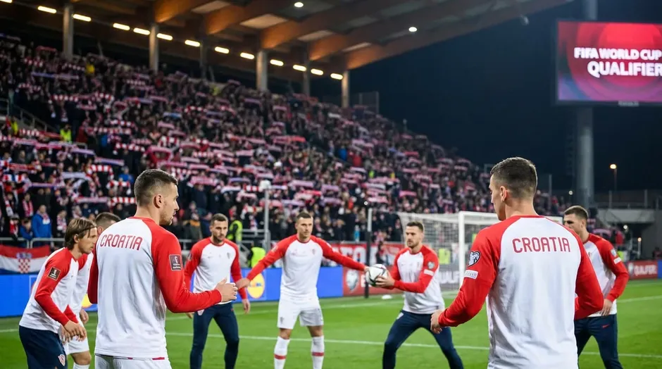 Piłkarze w biało-czerwonych koszulkach podczas rozgrzewki na stadionie narodowym przed meczem eliminacyjnym